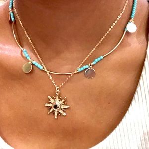 Coastal Cowgirl Pinterest Blue and Gold Sun Necklace Set